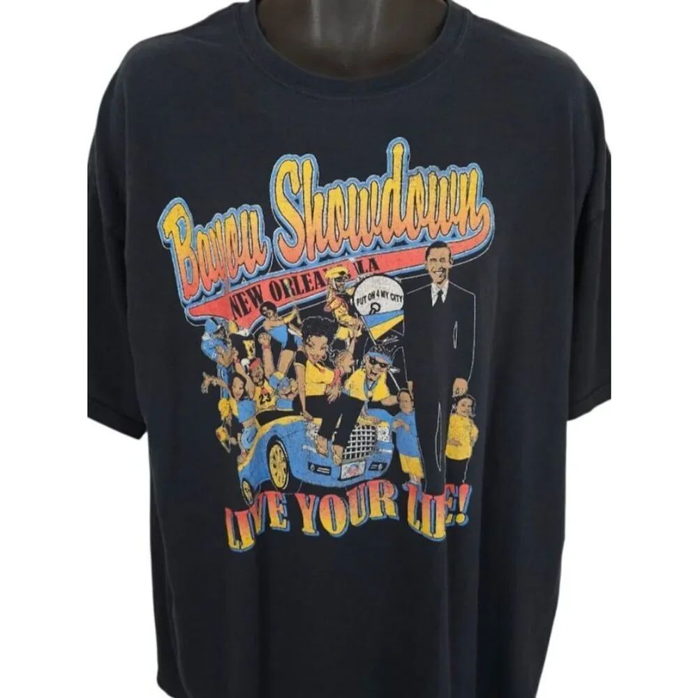 Bayou Showdown T Shirt Mens Size 2XL Black New Orleans Louisiana Barack Obama